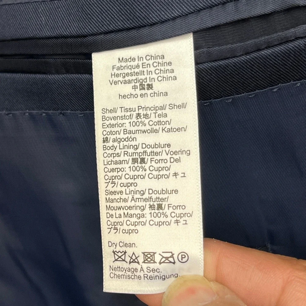J.Crew Ludlow Blazer Mens 40S Navy Blue Duca Visconti Italian Cotton Sport Coat